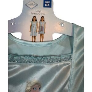 Disney Frozen 2-Pack Fantasy Gowns Anna Elsa Blue Glitter Nightgowns Size 6X